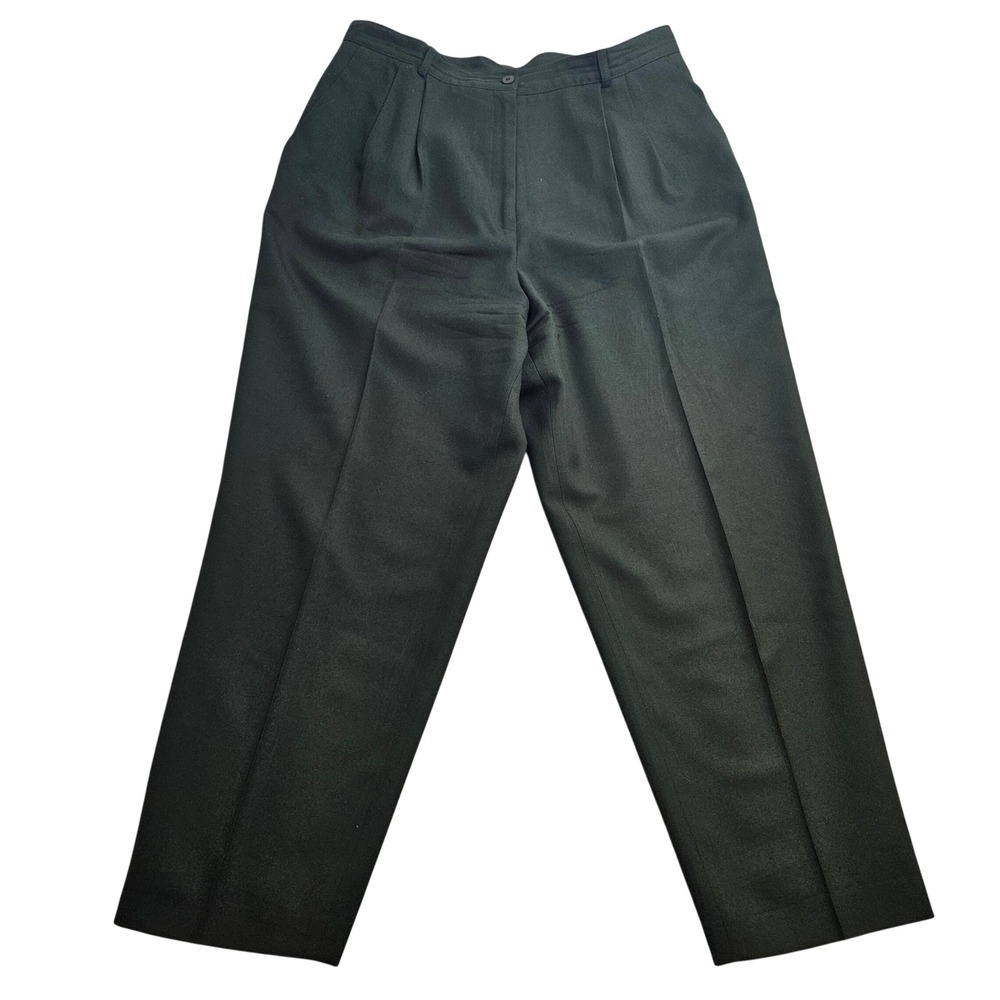 Talbots Vintage Trousers 18 Green Pleated Worsted Wool Made in USA